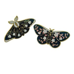 Floral Moth Enamel Pins